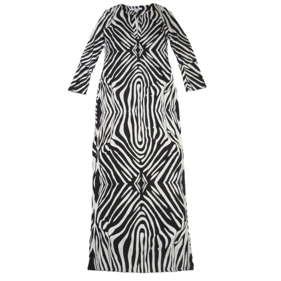 NWT Diane Von Furstenberg DVF Mazel in Zebra Black Silk Jersey Maxi Dress 0